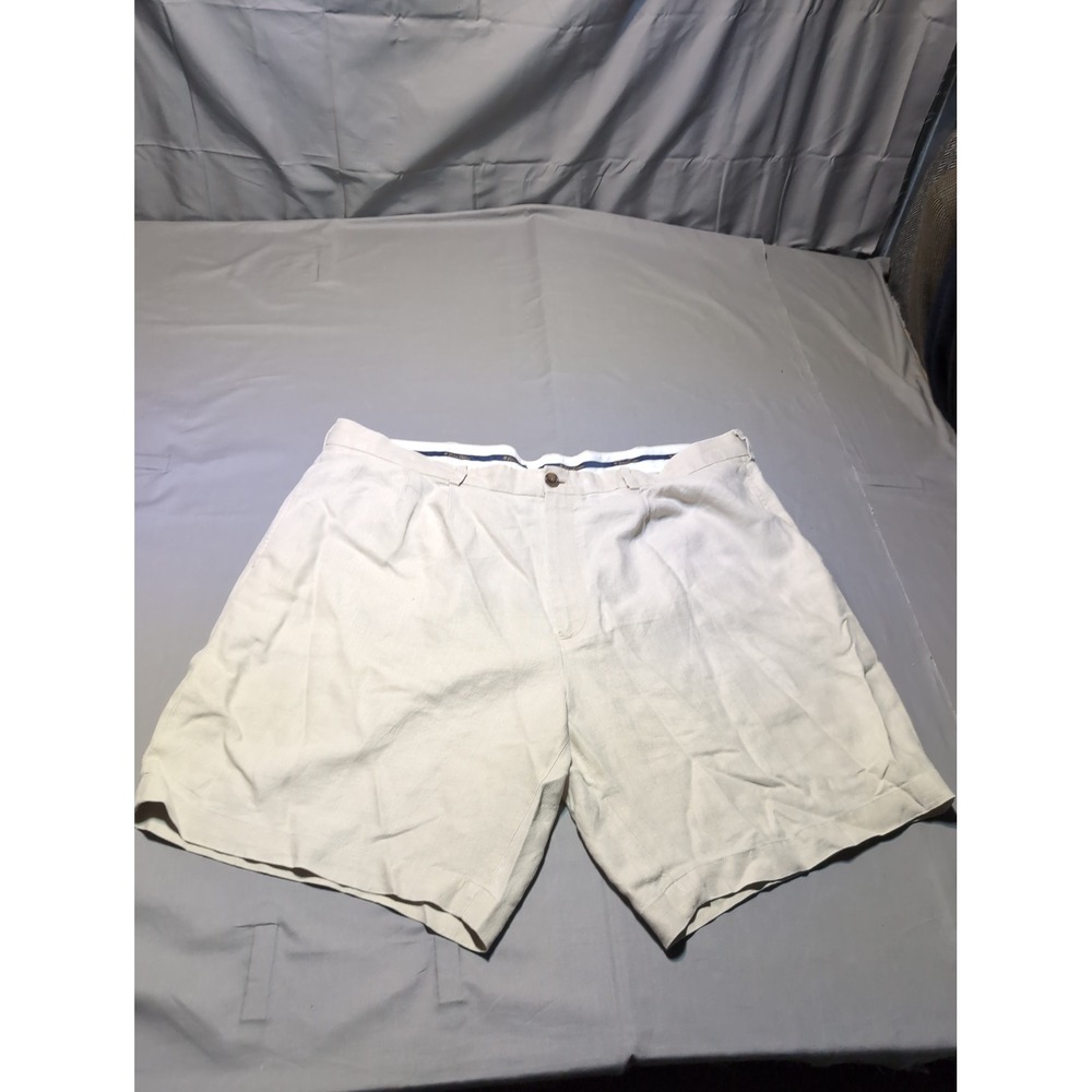 Brooks Brothers Irish Linen Beige Shorts Mens W44 Pleated Casual